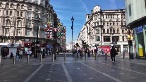 Morning-at-Leicester-Square-looking-towards-Piccadilly-Circus,-London,-UK