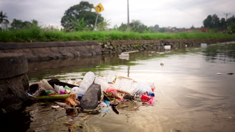 Beauty-of-Bali-waterways-spoiled-by-human-waste,-environmental-pollution