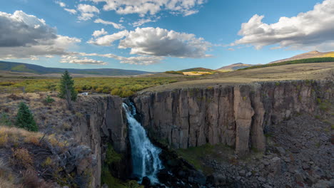 Timelapse,-South-Clear-Creek-Falls-Trailhead,-Colorado-USA,-Clouds-Moving-Above-Waterfall-and-Landscape