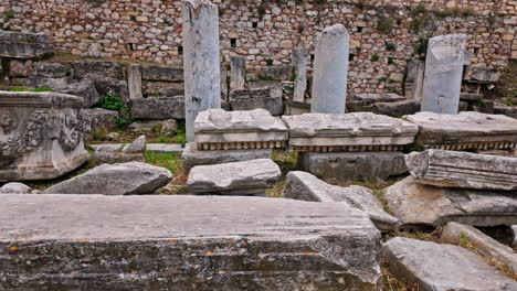 Rocks-On-The-Remains-Of-Roman-Forum-Of-Athens-In-Athens,-Greece