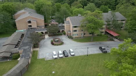 Aerial-drone-view-of-apartment-complex