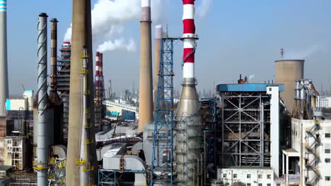 Close-up-view-smoked-pipes-of-chemical-enterprise-plant