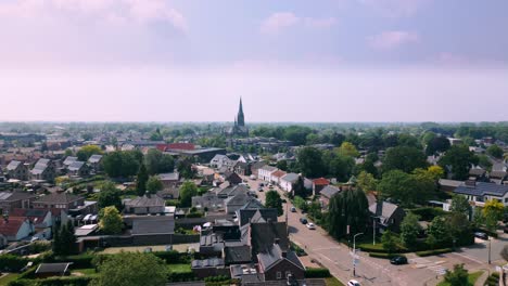 Skyline-aerial-of-Budel-town-in-Noord-Brabant-province-during-spring-in-The-Netherlands