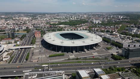 Estadio-De-Francia,-París.-Vista-Circular-Del-Dron-Aéreo