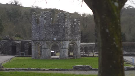 Cistercian-Monastery-With-Old-Mellifont-Abbey-Monument-In-Drogheda,-Tullyallen,-County-Louth,-Ireland