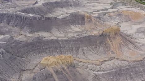 Aerial-view-of-monuments-of-Utah-dry-place,-United-states