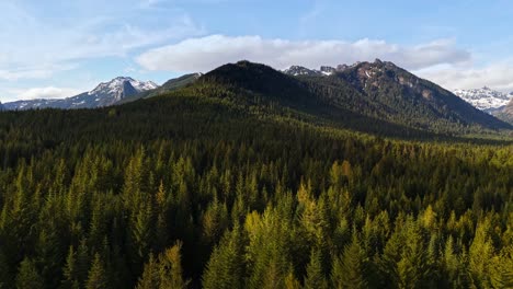 Vista-Aérea-De-Los-Paisajes-Del-Estado-De-Washington-Y-El-Bosque-Siempre-Verde-Con-Montañas-Al-Fondo-En-El-Estanque-Gold-Creek