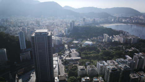 Ariel-time-lapse-of-early-morning-traffic-going-through-intersections-in-Botafogo-Rio-de-Janeiro-,Brazil