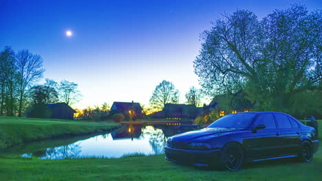 A-BMW-M5---E39-Car-Model-Parked-Near-The-Lakeshore-At-Sunset