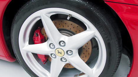 Ferrari-Modena-360-close-up-of-tyre-with-disc-brake-visible
