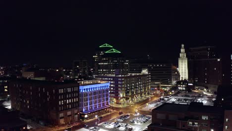 Downtown-Buffalo,-New-York-at-night