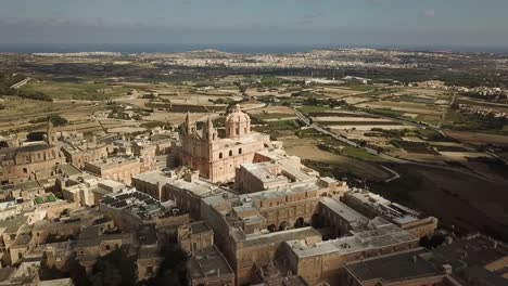 Luftaufnahmen-Der-Mittelalterlichen-Stadt-Mdina,-Malta,-Europa