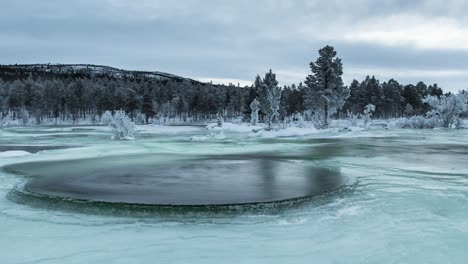 Frozen-pond-lagoon-in-northern-river-timelapse-slider