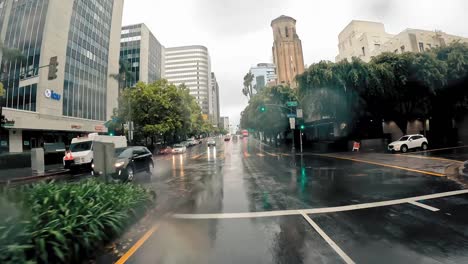 Rainy-day-commute-through-Los-Angeles-urban-neighborhood