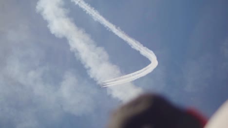 Man-Looks-Up-at-Stunt-Jets-in-Slow-Motion