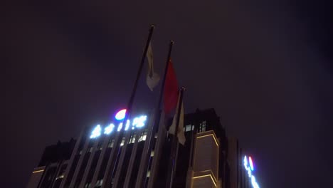 Chinese-flag-waving-in-the-sky-at-the-evening