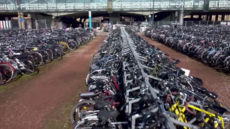 Aerial-video-ofbicycle-parking-at-Ghent-Sint-Pieters-station