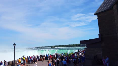 Tourists-viewing-Niagara-Falls-,-cinematic-view