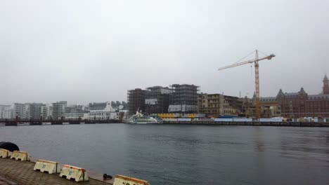 Construction-in-Helsingborg-harbor,-december-2018