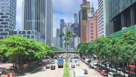 Zeitraffer-Des-Verkehrs-In-Der-Innenstadt-Von-Hongkong