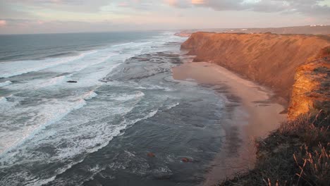 Handheld-shot-of-sunset-at-the-Portuguese---atlantic-cliffs