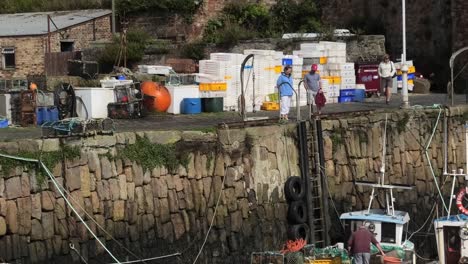 Crail-Harbour-with-people-waiting-to-buy-fisherman's-catch
