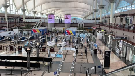 Líneas-De-Seguridad-Vacías-De-Tsa-En-El-Aeropuerto-De-Denver-Durante-La-Pandemia-De-Covid19