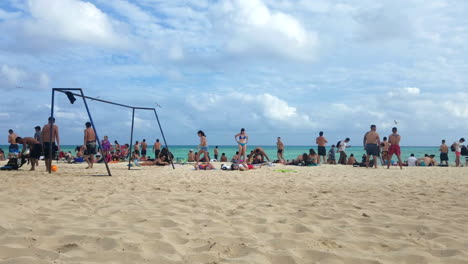 Setting-Up-Futbol-Goal-And-Large-Crown-On-A-Beach-In-Mexico