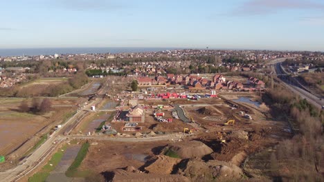 Wide-aerial-view-of-the-Redrow-homes-development,-The-Fairways,-in-Herne-Bay,-Kent
