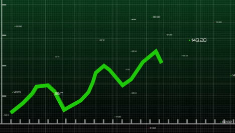 Animación-De-Datos-De-Procesamiento-De-Gráficos-Verdes-En-Una-Cuadrícula-Con-Fondo-Oscuro