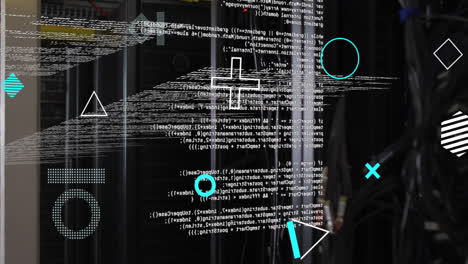 Animation-of-rotating-shapes-and-data-processing-over-computer-servers