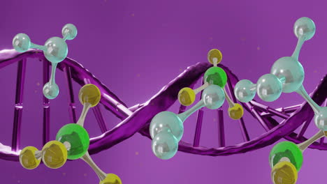 Animation-Schwebender-Moleküle-über-Einem-DNA-Strang