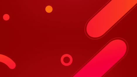 Animation-of-red-shapes-moving-on-red-background