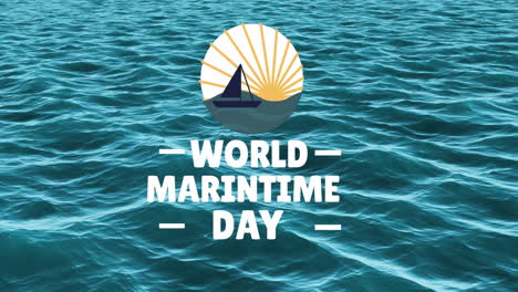 Animation-Von-Text-Und-Symbolen-Zum-Welttag-Der-Meere-über-Dem-Meer