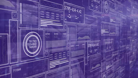 Animation-Der-Datenverarbeitung-Und-Diagramme-über-Dem-Serverraum