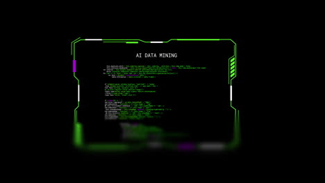 Animación-De-La-Interfaz-Con-Texto-De-Minería-De-Datos-Ai,-Procesamiento-Sobre-Fondo-Negro
