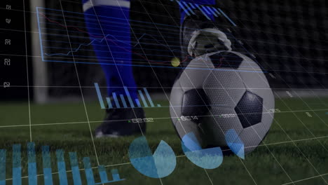 Animation-Der-Finanzdatenverarbeitung-über-Einem-Fußballspieler-Mit-Ball