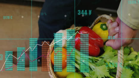 Animación-De-Datos-De-Procesamiento-De-Gráficos-Sobre-Un-Hombre-Caucásico-Que-Lleva-Verduras-En-La-Tienda