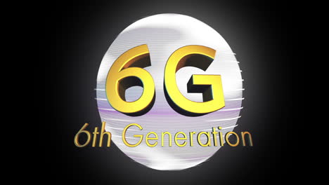 Animation-Der-6.-Generation-6g-über-Dem-Globus-Auf-Schwarzem-Hintergrund