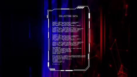 Animation-of-collecting-data-text-file-processing-over-blue-an-red-lights-on-computer-servers
