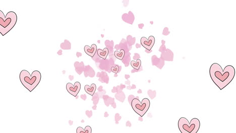 Animation-of-pink-hearts-on-white-background