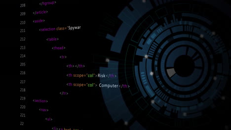 Animación-Del-Procesamiento-De-Datos-Sobre-Un-Escáner-Circular-Azul-Sobre-Fondo-Negro