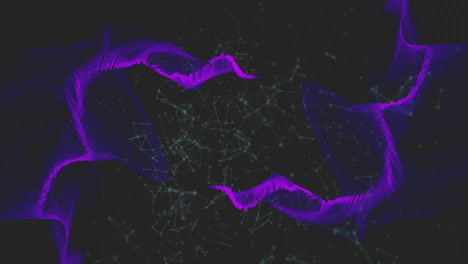 Animation-Violetter-Formen-über-Einem-Netzwerk-Von-Verbindungen-Auf-Schwarzem-Hintergrund