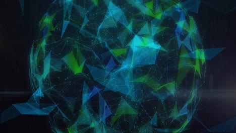 Animation-Einer-Rotierenden-3D-Kugel-Aus-Grünen-Und-Blauen-Netzwerken-Auf-Schwarzem-Hintergrund