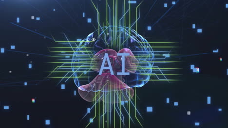 Animation-Von-KI-Text-über-Digitales-Brain-Spinning-Und-Datenverarbeitung