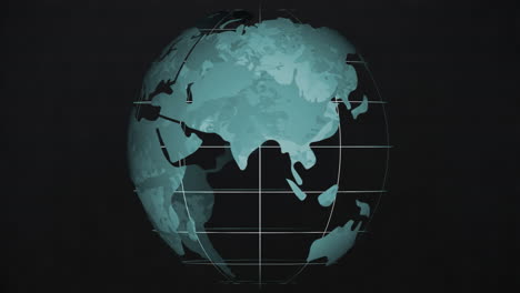 Animation-of-blue-globe-rotating-on-black-background