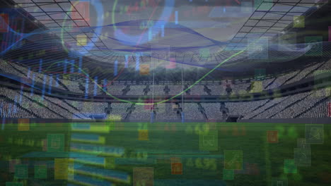 Animation-Der-Finanzdatenverarbeitung-über-Dem-Stadion