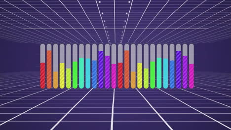 Animation-Von-Statistiken-Und-Digitaler-Datenverarbeitung-Auf-Violettem-Hintergrund
