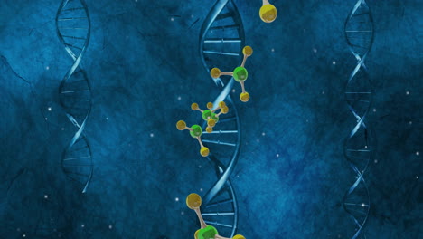 Animation-Schwebender-Moleküle-über-DNA-Strängen