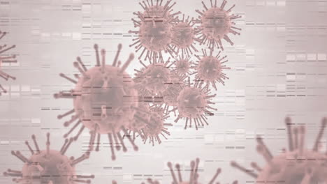Animation-of-moving-columns-over-virus-cells-on-white-background